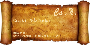 Csiki Nándor névjegykártya